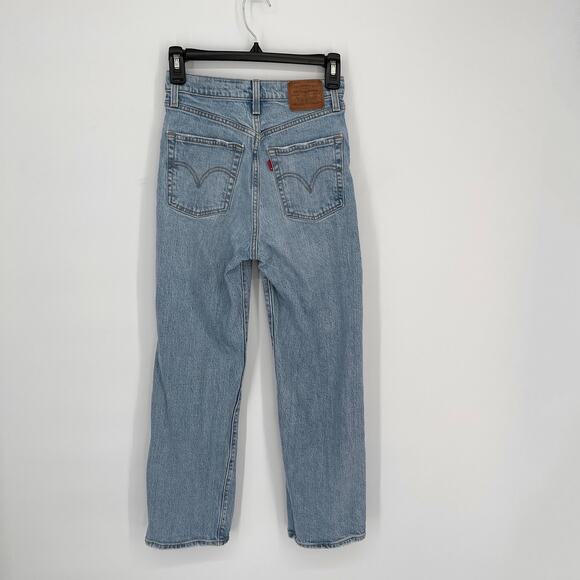 Levi's Premium Ribcage Straight Mid Rise Light Wash Mom Jeans Size 25 Blue - Picture 7 of 13